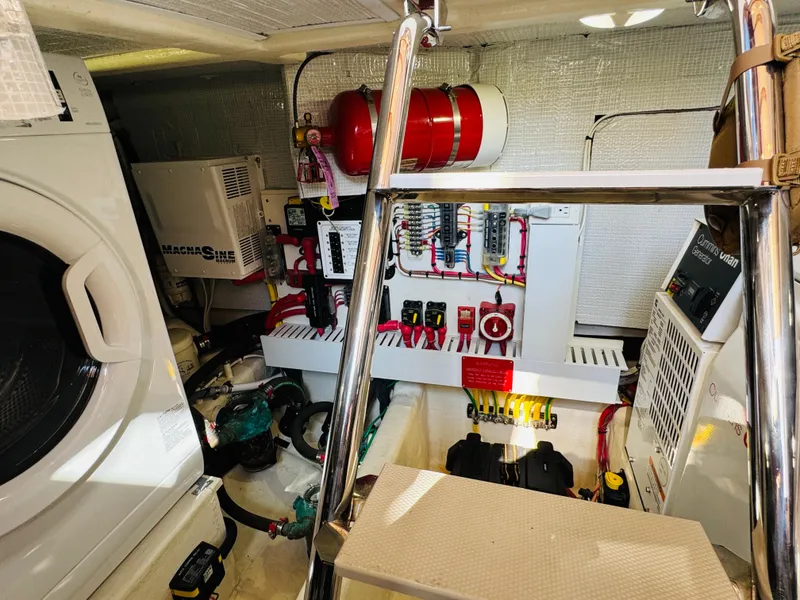 Slide: The Image of Engine room of 2018 Sabre 42 Salon Express with electrical systems and equipment. - 41