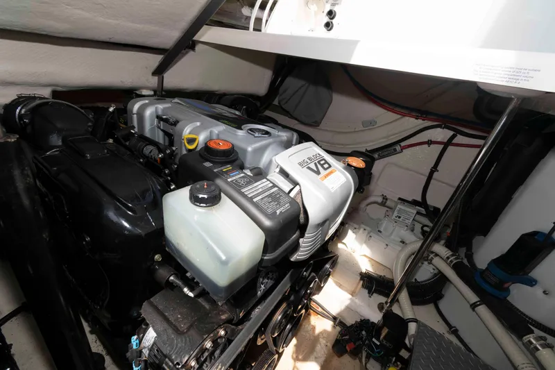 Slide: The Image of Engine compartment of a 2018 Formula 34 PC boat with a V8 engine. - 21