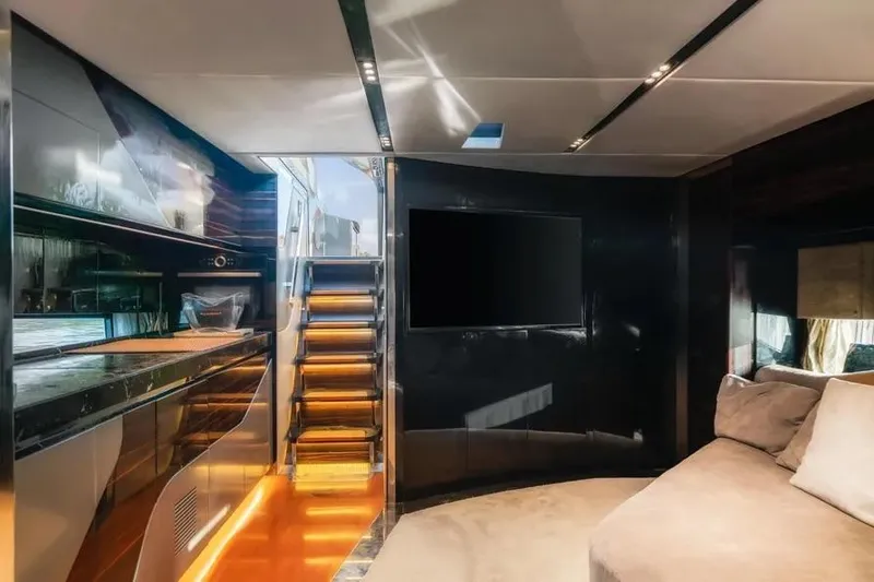 Slide: The Image of Luxurious interior of 2017 Tecnomar Evo 55 yacht with modern design and ambient lighting. - 16