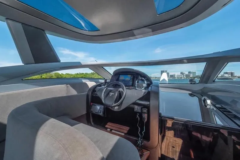 Slide: The Image of Interior view of 2017 Tecnomar Evo 55 yacht cockpit with modern design and panoramic windows. - 6