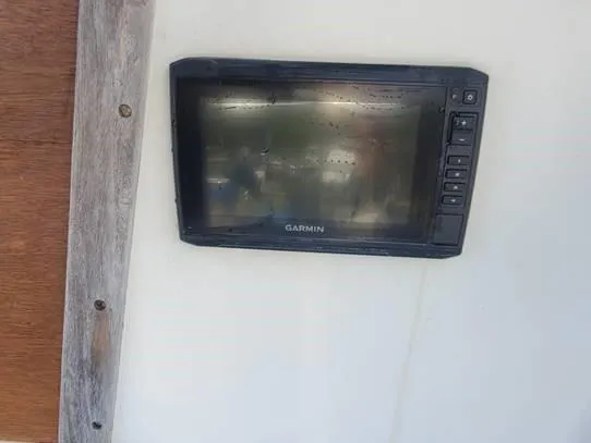 Slide: The Image of Garmin marine display on 1987 O'Day 272 sailboat interior wall. - 20