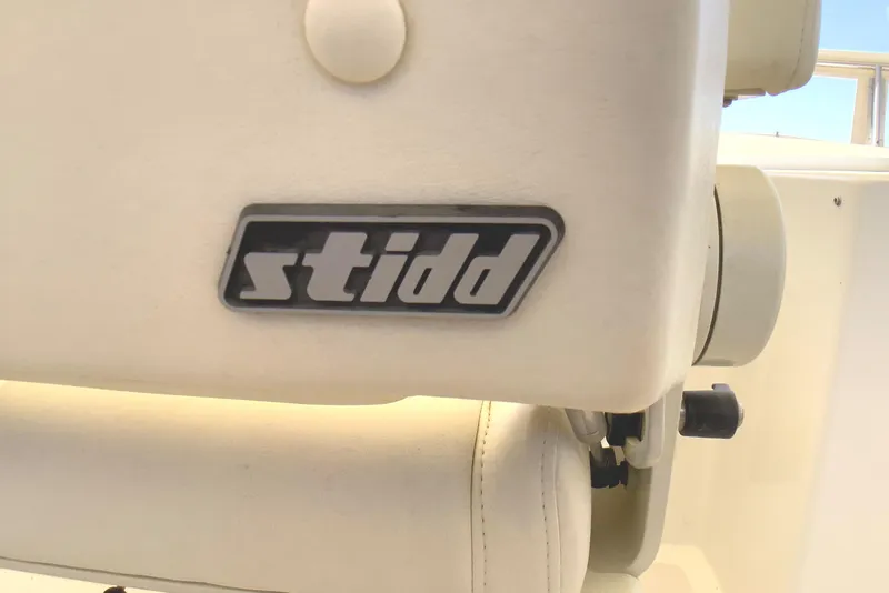 Slide: The Image of Stidd seat on 1998 Grand Alaskan 60 Pilothouse yacht, featuring beige upholstery. - 40