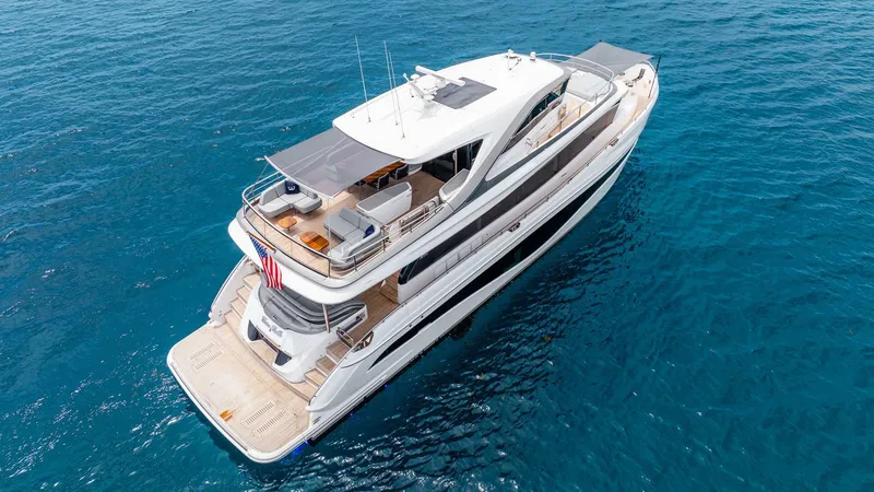 Slide: The Image of Luxurious 2024 Princess X80 yacht cruising on clear blue waters. - 6