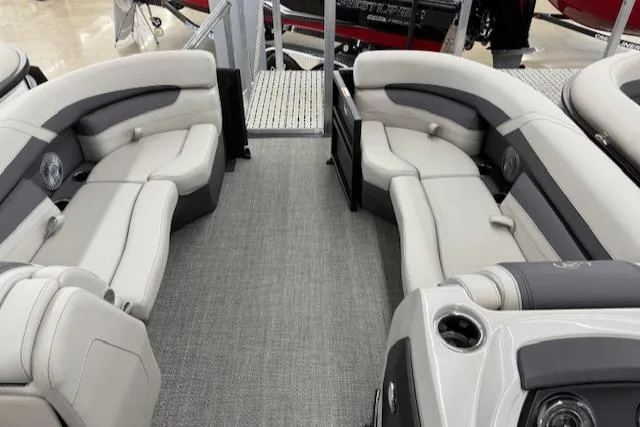 Slide: The Image of 2025 Barletta Cabrio 22QC interior with luxurious seating and modern design. - 3