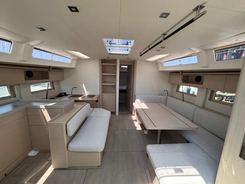 Slide: The Image of Luxurious interior of 2024 Beneteau Oceanis 51.1 yacht, featuring modern design and spacious seating. - 17