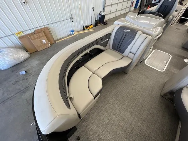 Slide: The Image of 2025 Barletta CORSA 23QC boat interior with luxurious seating and modern design. - 21