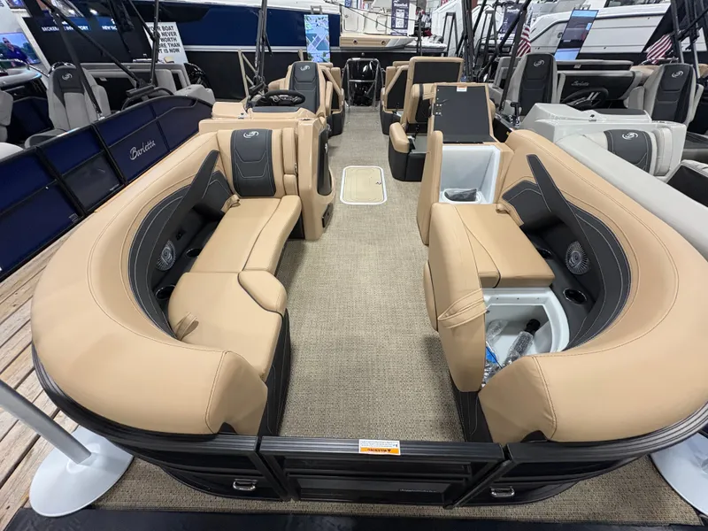 Slide: The Image of Interior of Barletta Cabrio 22 M pontoon boat, model year 2026. - 2