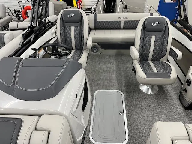 Slide: The Image of 2025 Barletta Lusso 25UC boat interior with luxurious seating and modern design. - 22