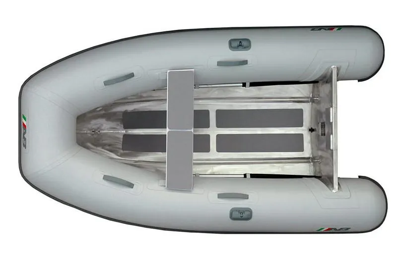 Slide: The Image of 2025 AB Inflatables Lammina 9 UL inflatable boat, top view, gray color, aluminum hull. - 5