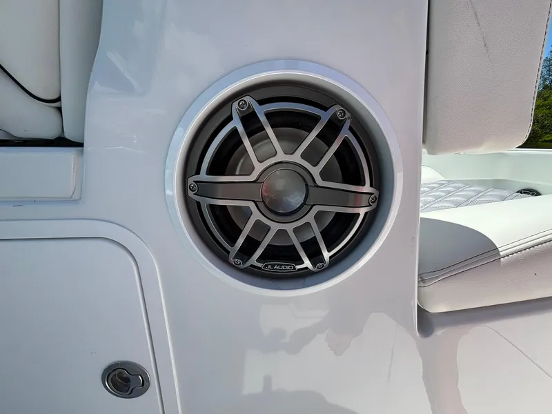 Slide: The Image of Speaker on 2026 Invincible 36 Open Fisherman boat, featuring JL Audio system. - 26