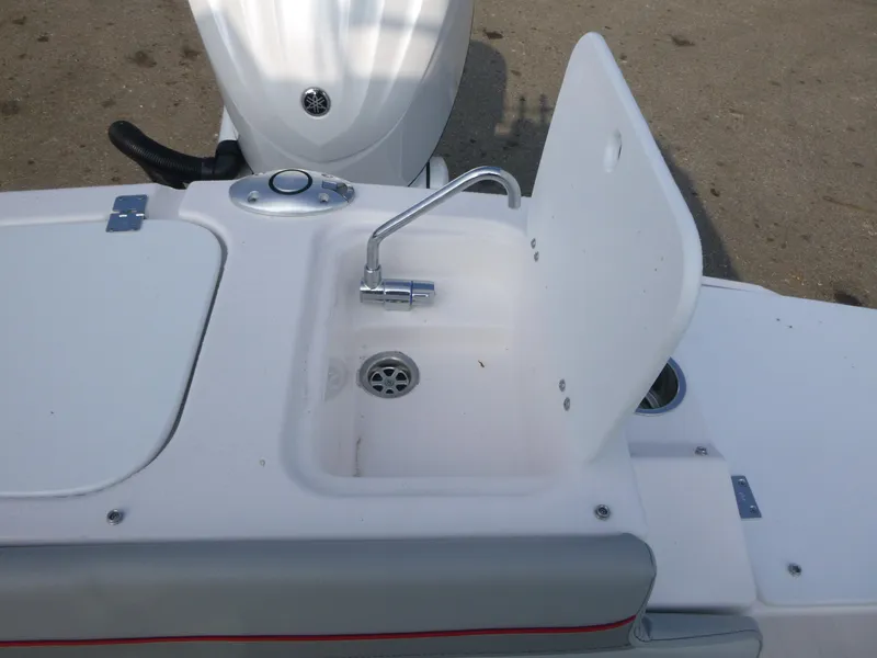 Slide: The Image of Compact sink on Solara S-250 CW boat, 2025 model, with faucet and drain. - 17