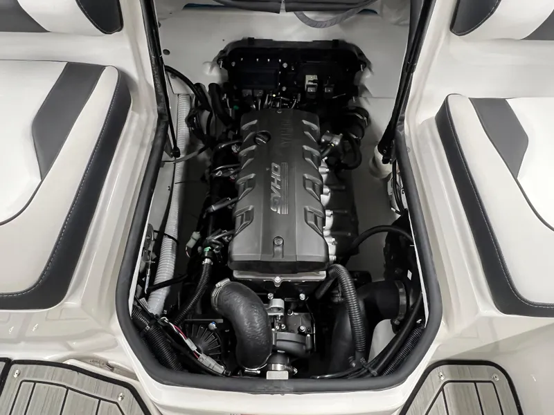 Slide: The Image of 2024 Yamaha Boats 195S interior with sleek seating and modern dashboard design. - 4