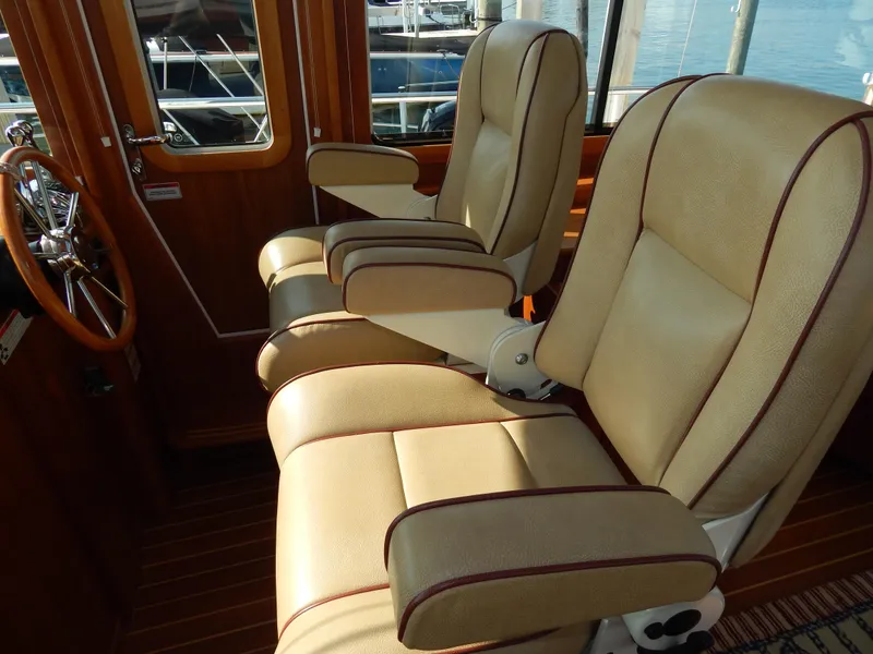 Slide: The Image of Luxurious interior seating of 2010 Sabre 40 Sedan yacht with leather upholstery. - 39