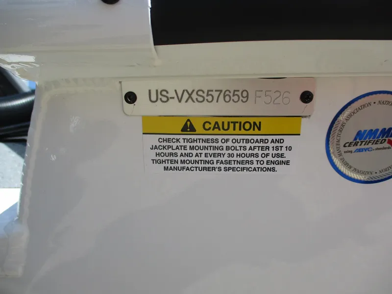 Slide: The Image of Caution label on 2026 Vexus AVX1880 boat, emphasizing bolt tightness checks. - 15