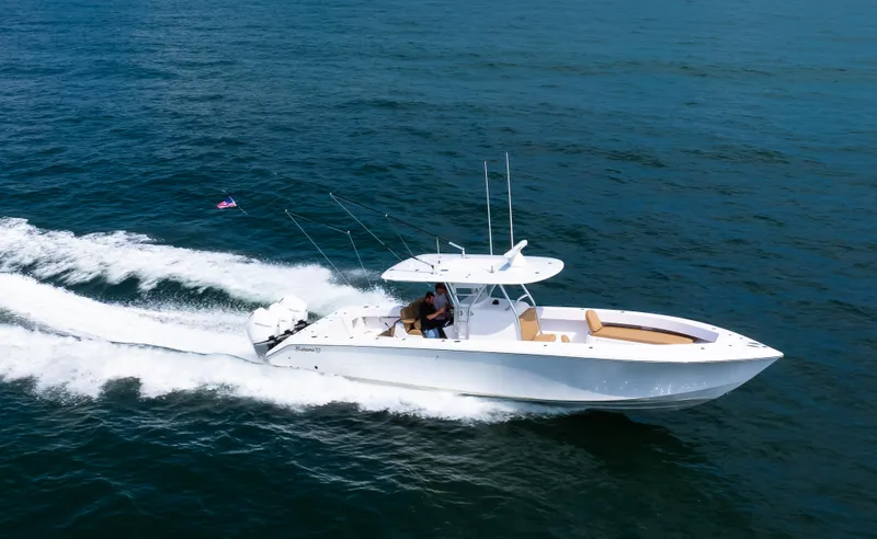 The Image of 2025 Bahama 37 Super Center Console cruising on open water. - 0