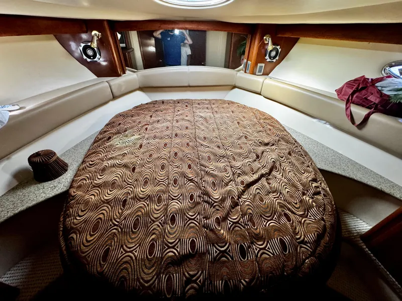 Slide: The Image of Luxurious cabin interior of 2007 Meridian 411 Sedan yacht with patterned bedding. - 14