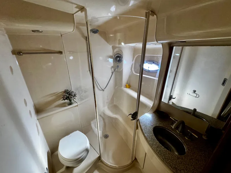 Slide: The Image of Bathroom interior of 2007 Meridian 411 Sedan yacht with shower and sink. - 15