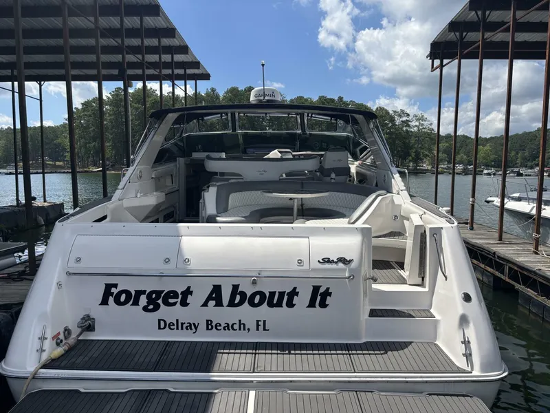 Slide: The Image of 1996 Sea Ray 500 Sundancer yacht docked at Delray Beach, FL marina. - 2