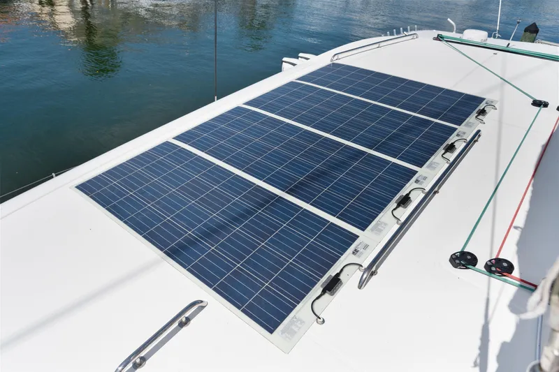 Slide: The Image of Close-up of rope clutches on a 2017 Lagoon 42 catamaran deck. - 53