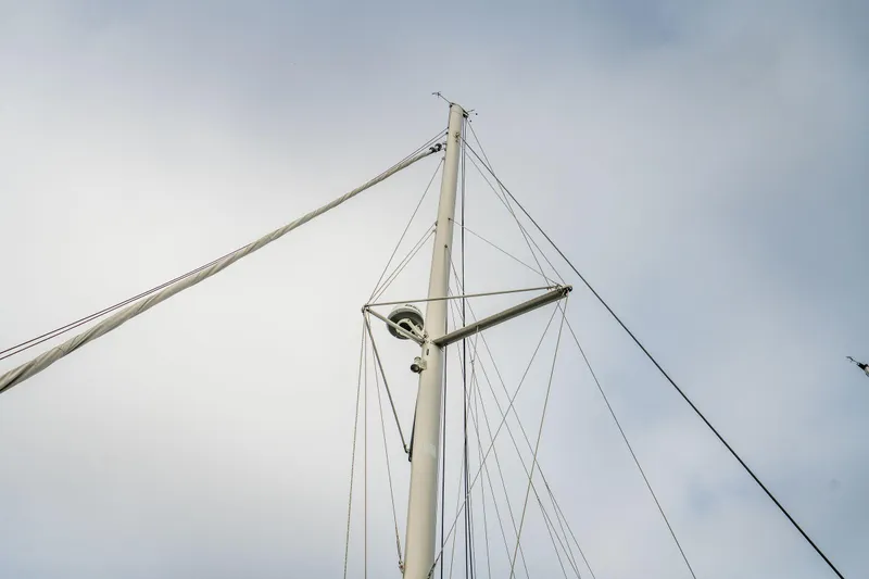 Slide: The Image of Aerial view of 2017 Lagoon 42 catamaran docked at marina with solar panels. - 91