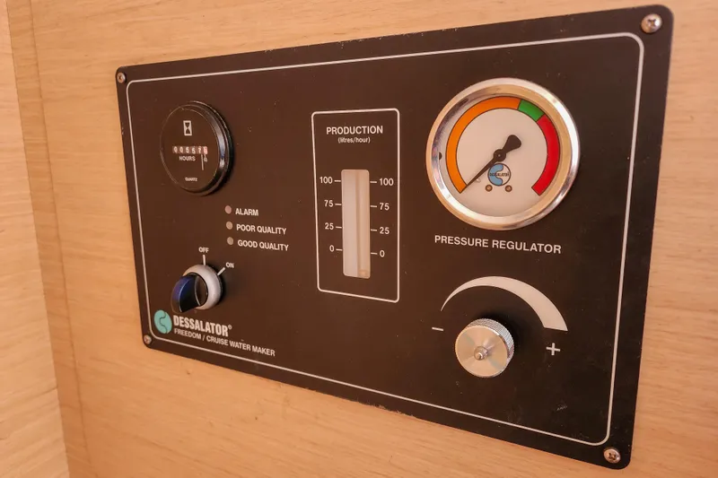 Slide: The Image of Control panel of a Dessalator water maker on a 2017 Lagoon 42 Owners Version yacht. - 73