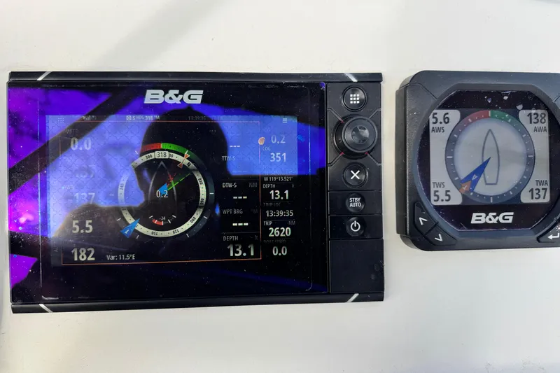 Slide: The Image of B&G navigation displays on a 2016 Beneteau Oceanis 48 sailboat. - 35