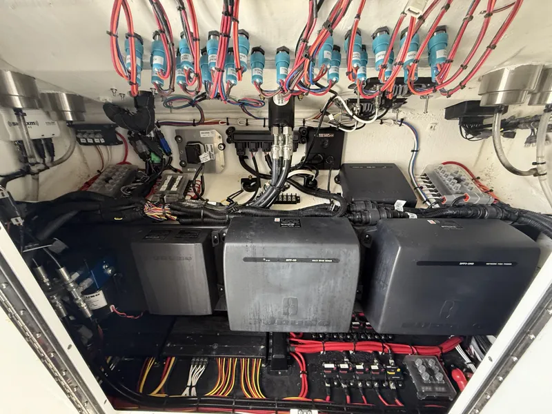 Slide: The Image of Electrical system of 2024 Front Runner 39 CC boat, showcasing wiring and components. - 23