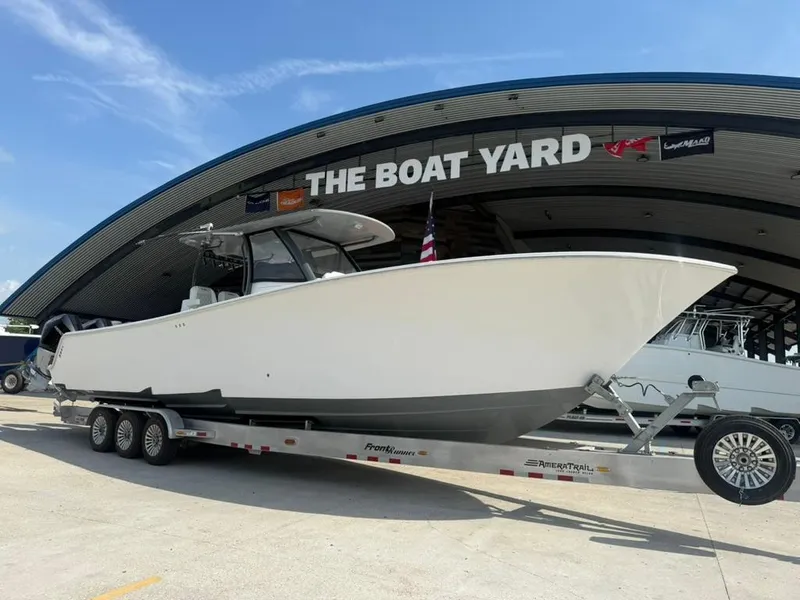 Slide: The Image of 2024 Front Runner 39 CC boat on trailer at The Boat Yard. - 7