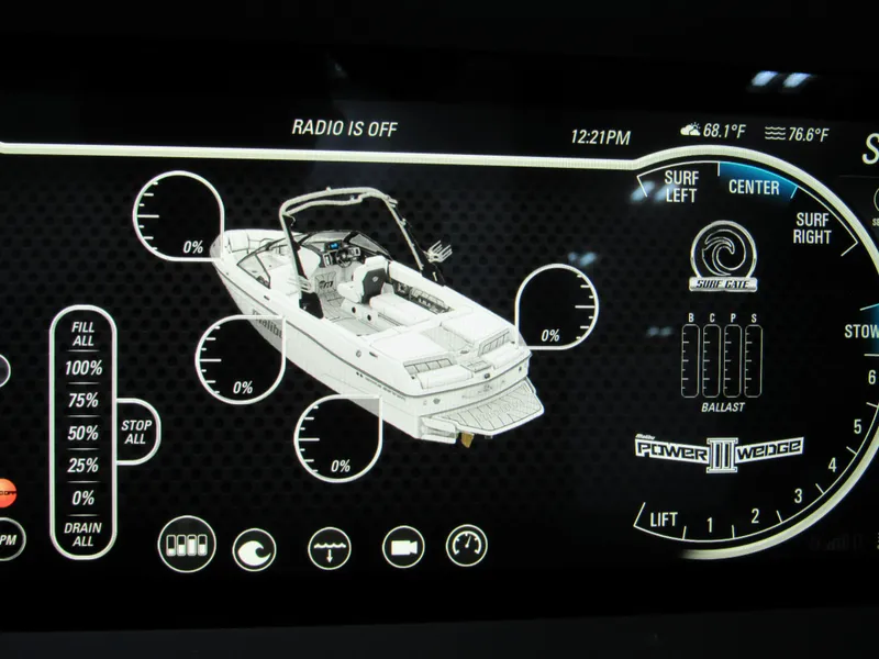 Slide: The Image of Dashboard of 2021 Malibu Wakesetter 23 LSV showing speedometer and engine hours. - 14