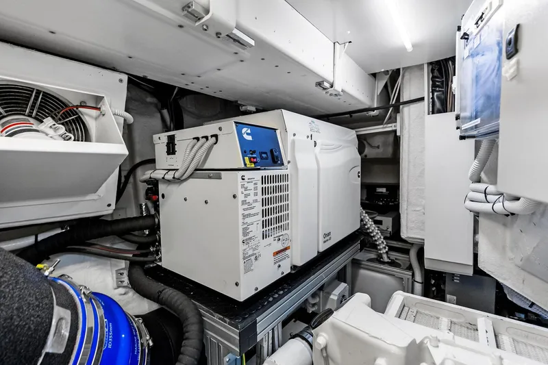 Slide: The Image of Engine room of 2024 Riva 76 PERSEO Super yacht, featuring advanced machinery and equipment. - 102