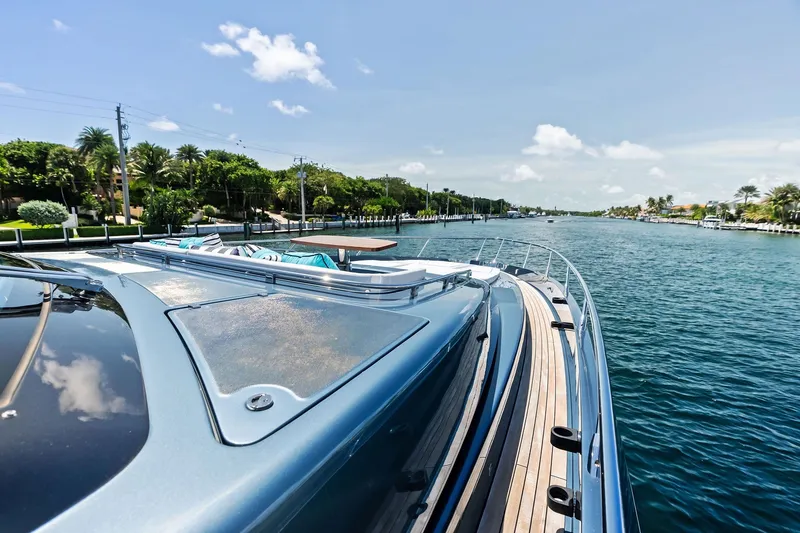 Slide: The Image of 2024 Riva 76 PERSEO Super yacht cruising on a scenic waterway. - 35