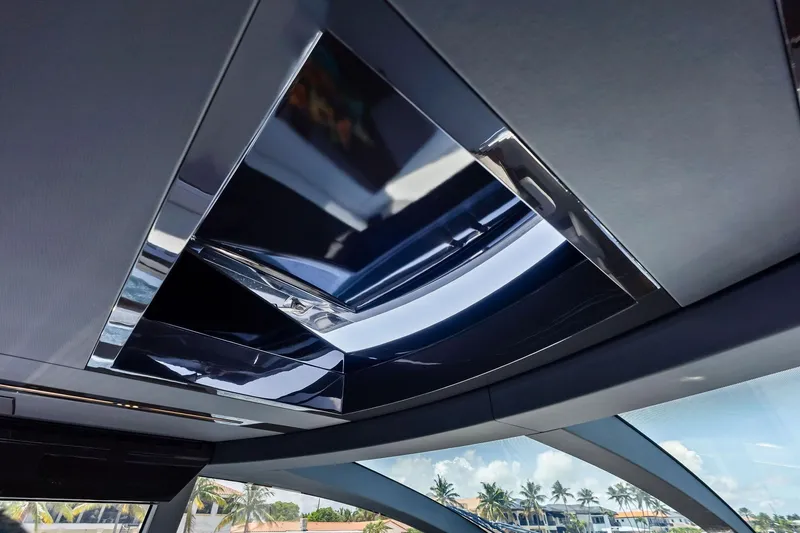 Slide: The Image of Interior view of 2024 Riva 76 PERSEO Super yacht's sleek, modern sunroof design. - 52