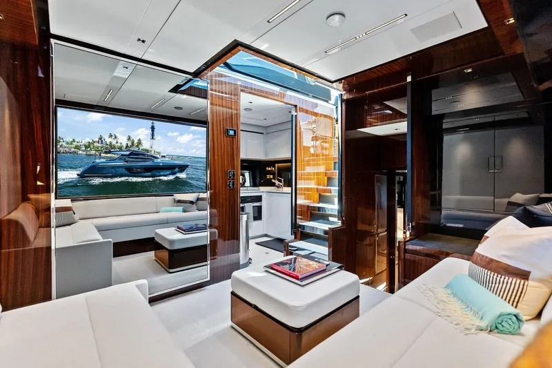 Slide: The Image of Luxurious interior of 2024 Riva 76 PERSEO Super yacht with modern design and elegant furnishings. - 59