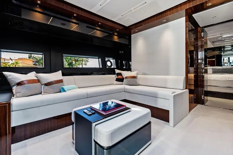 Slide: The Image of Luxurious interior of 2024 Riva 76 PERSEO Super yacht with elegant seating and modern decor. - 60