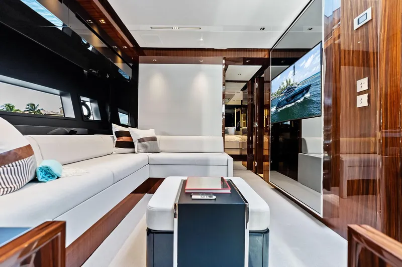 Slide: The Image of Luxurious interior of 2024 Riva 76 PERSEO Super yacht with modern furnishings and sleek design. - 61