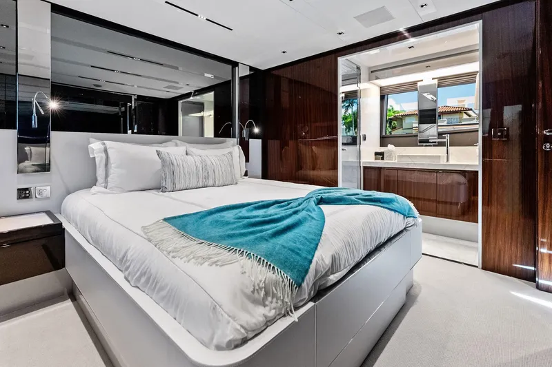 Slide: The Image of Luxurious bedroom interior of 2024 Riva 76 PERSEO Super yacht with elegant decor. - 68