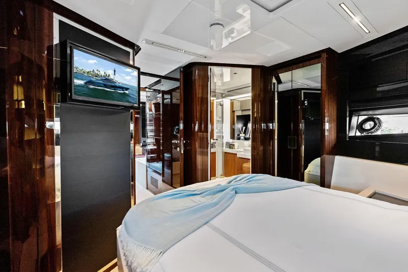 Slide: The Image of Luxurious interior of 2024 Riva 76 PERSEO Super yacht with modern amenities and elegant design. - 78