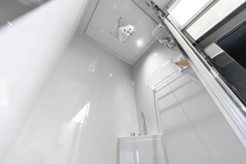 Slide: The Image of Luxurious shower area in 2024 Riva 76 PERSEO Super yacht, featuring modern fixtures and sleek design. - 81