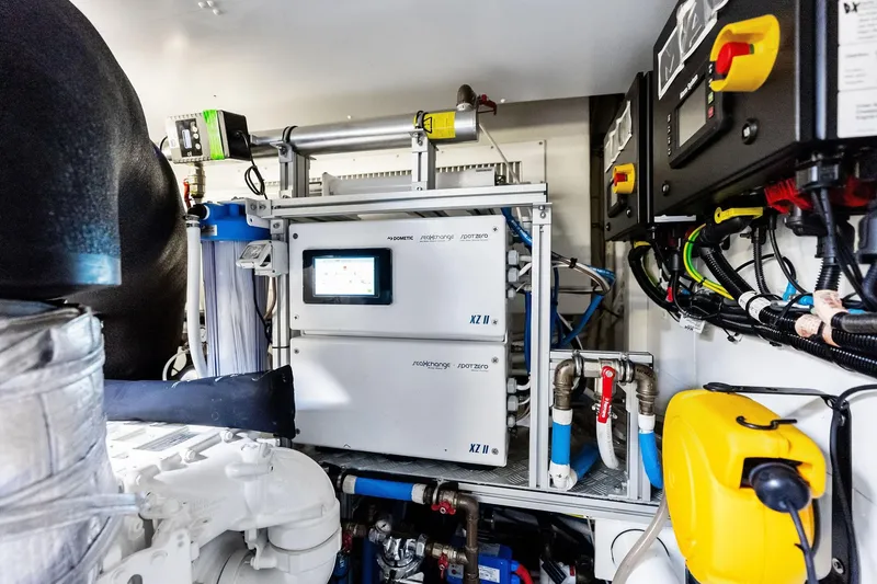 Slide: The Image of Engine room of 2024 Riva 76 PERSEO Super yacht, showcasing advanced machinery and control systems. - 96