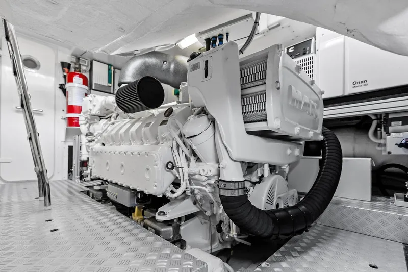 Slide: The Image of Engine room of 2024 Riva 76 PERSEO Super yacht, featuring advanced machinery and equipment. - 99