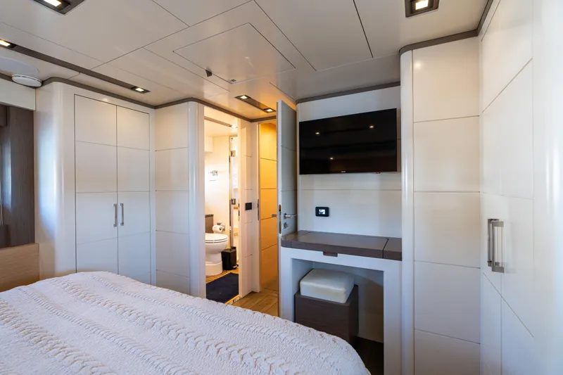 Slide: The Image of Luxurious interior of 2019 Sirena 64 yacht with modern furnishings and elegant design. - 49