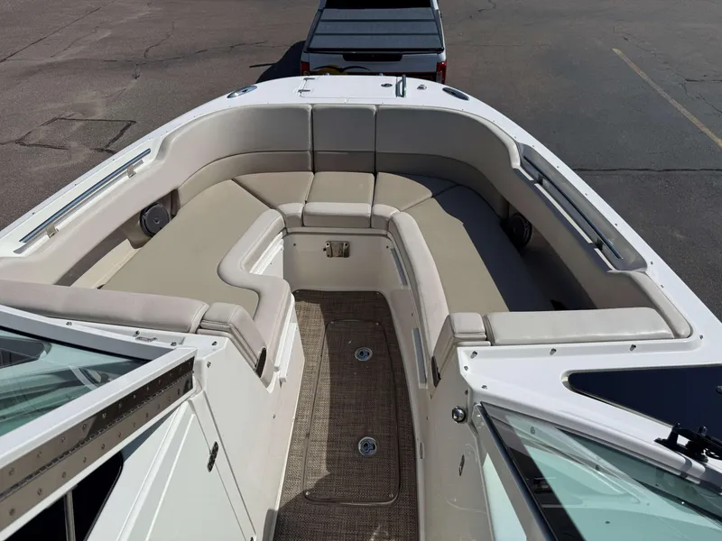 Slide: The Image of 2017 Boston Whaler 320 Vantage boat interior with spacious seating and modern design. - 39