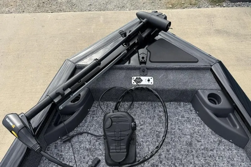 Slide: The Image of 2026 Tracker Pro Team 175 Crappie Edition boat with trolling motor and foot pedal. - 10