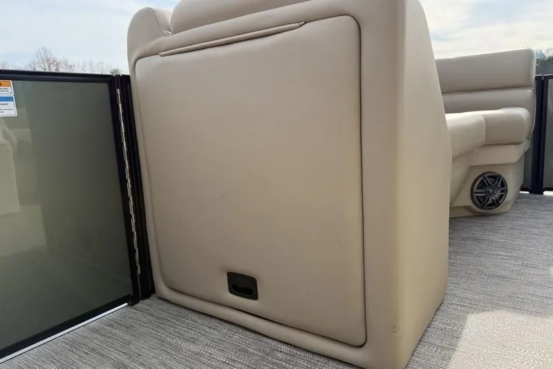 Slide: The Image of Beige seating on 2025 Godfrey Xperience 2286 SBX pontoon boat, featuring iMPACT Center Tube Package. - 15