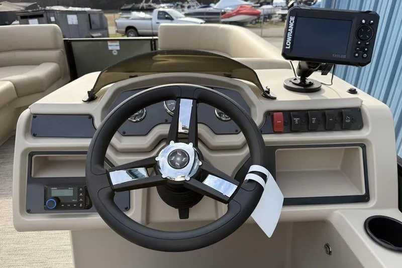 Slide: The Image of Steering console of 2025 Godfrey Xperience 2286 SBX boat with navigation system. - 17
