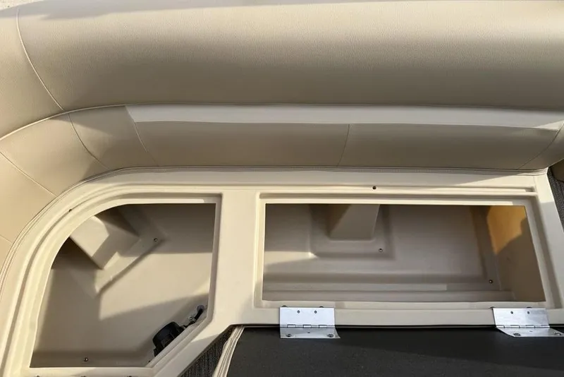 Slide: The Image of Interior storage compartment of 2025 Godfrey Xperience 2286 SBX boat, beige upholstery. - 20