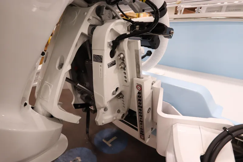 Slide: The Image of 2024 SeaCraft 23CC boat engine detail, showcasing modern design and engineering. - 23