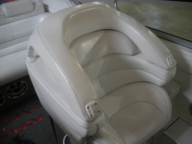 Slide: The Image of 2001 Fountain 35 Fastech boat interior with white leather seating. - 10