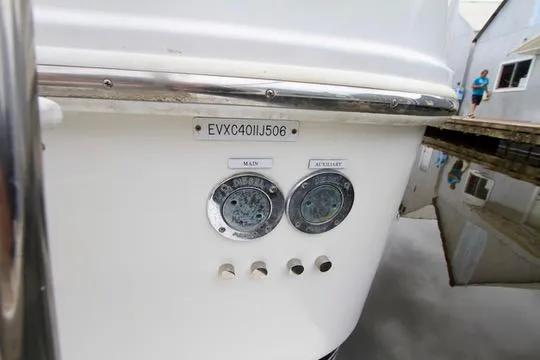 Slide: The Image of Close-up of a 2006 Harbor Master Coastal 400 boat's identification and control panel. - 11