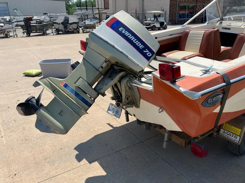 Slide: The Image of 1976 Glastron 156 Open Bow boat with Evinrude 70 outboard motor. - 17